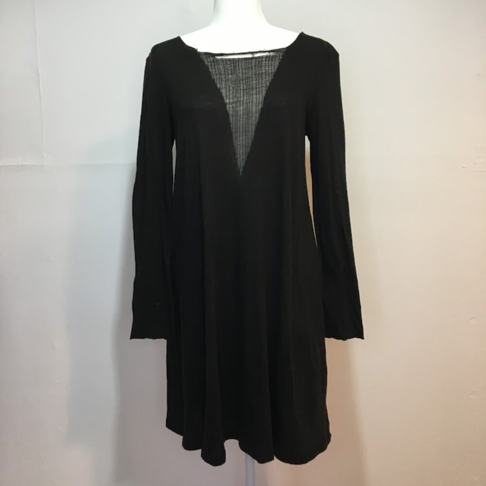 Raquel Allegra Size Shred Front Black Dress